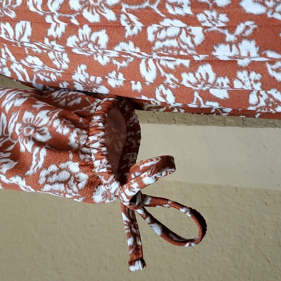 🆕️ Lark + Grey Women's Floral Rust Orange Long Sleeve Pleated Dress SIZE: PS - Picture 5 of 13